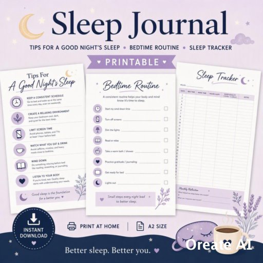 Sleep Journal Printable | Sleep Tracker | Bedtime Routine Planner